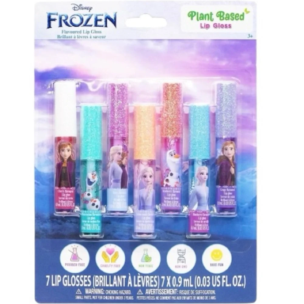 Vegan Disney Frozen- 7-Piece Plant Based Lip Gloss Party Favors Set Girls NEW